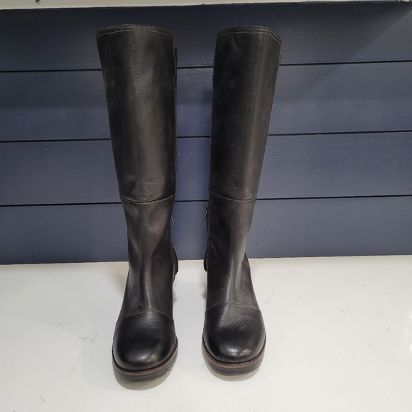 Sorel Cate Tall Boot Black Leather Suede Size 7 - Picture 6 of 11